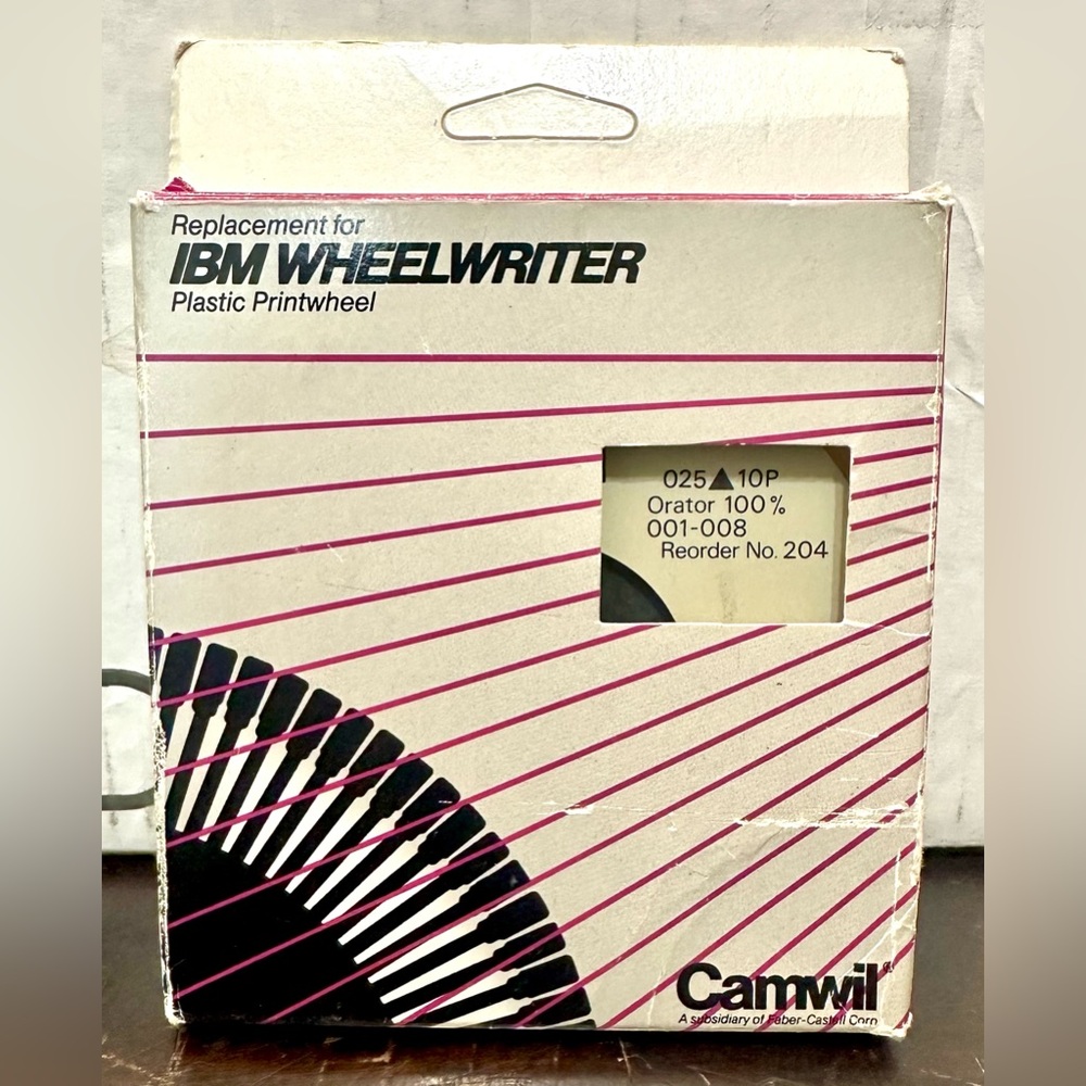 IBM Camwil Wheelwriter Plastic Printwheel 025-10P Orator 100% 001-008 16505